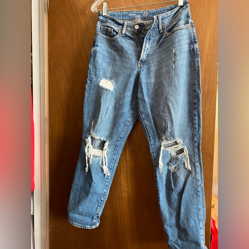 Old Navy High Rise Distressed Blue Jeans